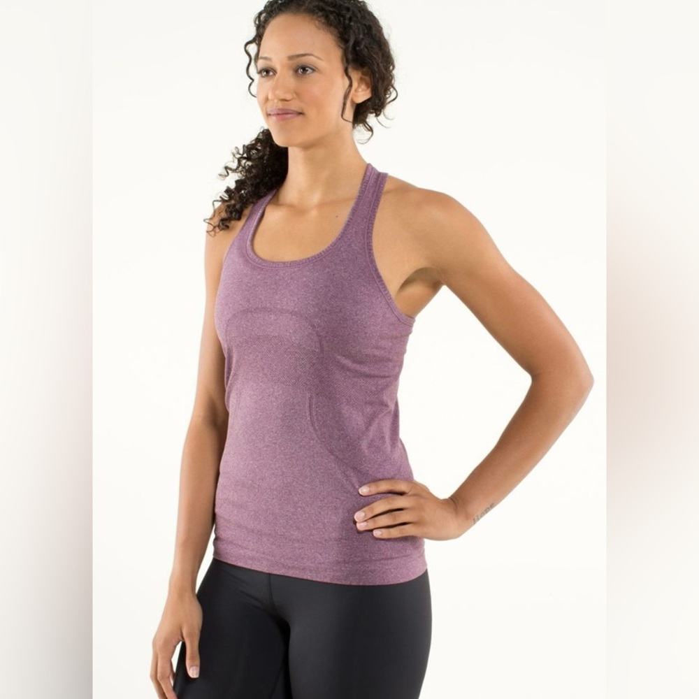 2/$30 Lululemon Run Swiftly Tech Racerback Heathered Plum Tank Top Size 6